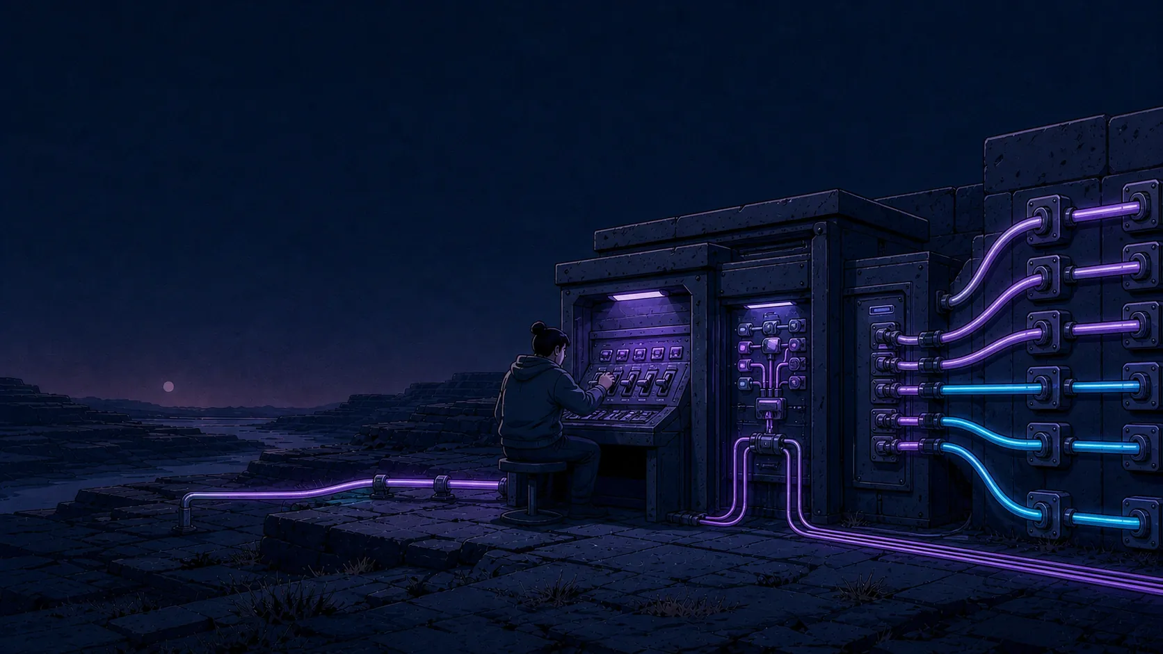 An operator routing model traffic through an illustrated infrastructure switchboard